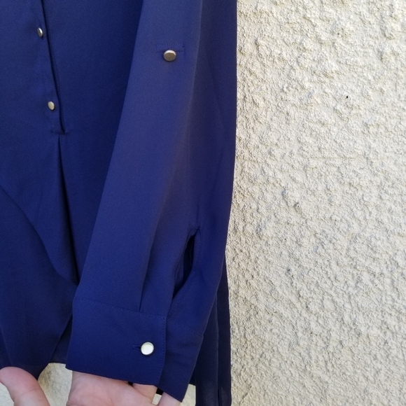 Chico's navy popover tunic blouse with layered detail size 0 or small - Picture 3 of 10